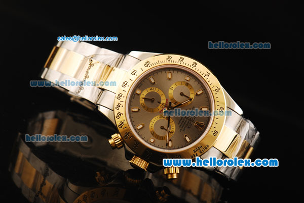 Rolex Daytona Chronograph Swiss Valjoux 7750 Automatic Movement Steel Case with Gold Bezel and Two Tone Strap - Click Image to Close